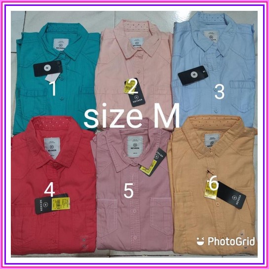✿ Kemeja Kerah Shanghai Polos (179) ✱ Kemeja Wanita Lengan Panjang Polos Branded Murah Merk Nevada O