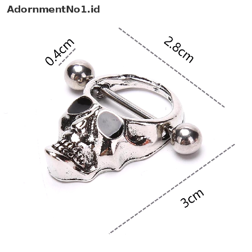 (AdornmentNo1) Anting Tindik Puting Bentuk Tengkorak Bahan Stainless Steel Untuk Wanita