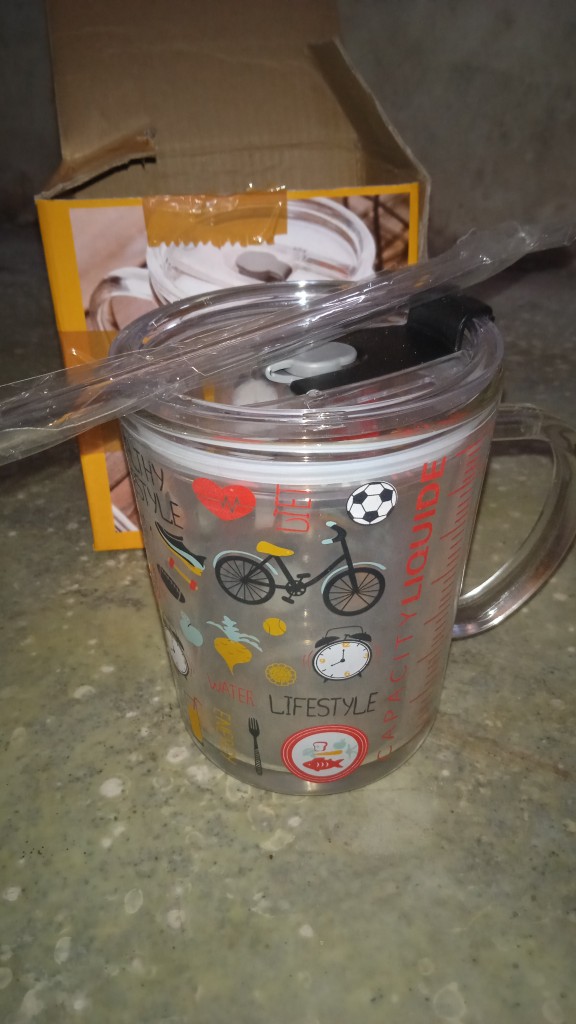 Mug Kaca + Sedotan+ Pegangan/glass Handle + Straw Gelas Kaca Motif Karakter/gelas Karakter 350ml