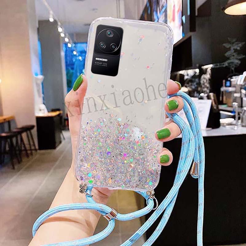 Case Tali Nagita Xiaomi Poco F4 Lanyard Glitter Gantungan