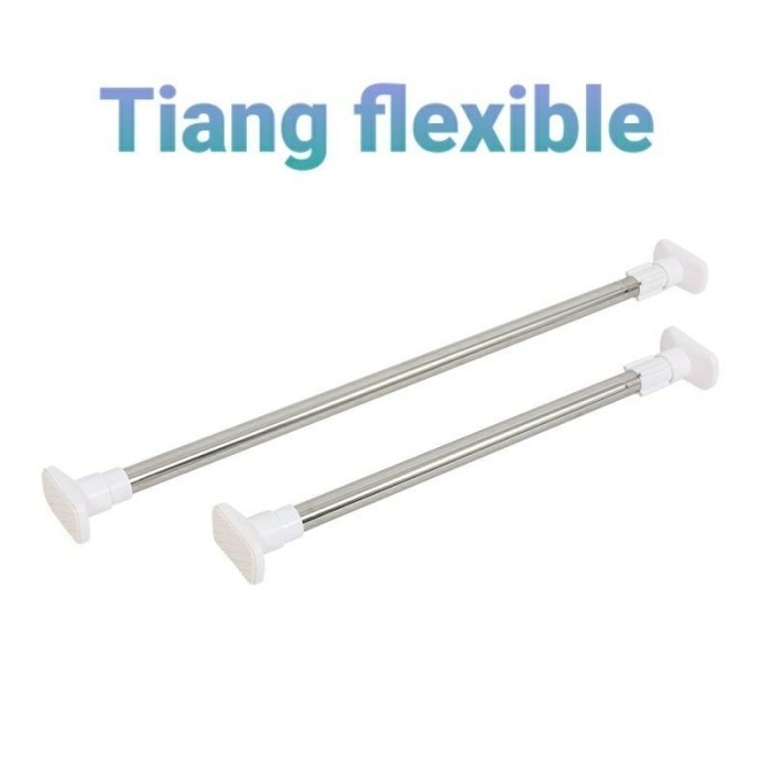 Shower Curtain Rod Rel Tiang Gantungan Tirai Gorden Flexible 2 meter