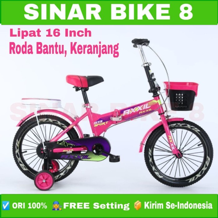 Sepeda Lipat Anak AXXIL Keranjang Ukuran 16 Inch Roda 4 Termurah