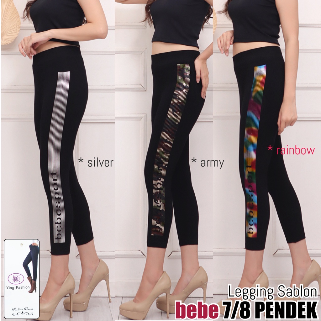 Legging ss BEBE 7/8 / legging sablon pendek / legging fashion import / ying fashion / legging pendek wanita