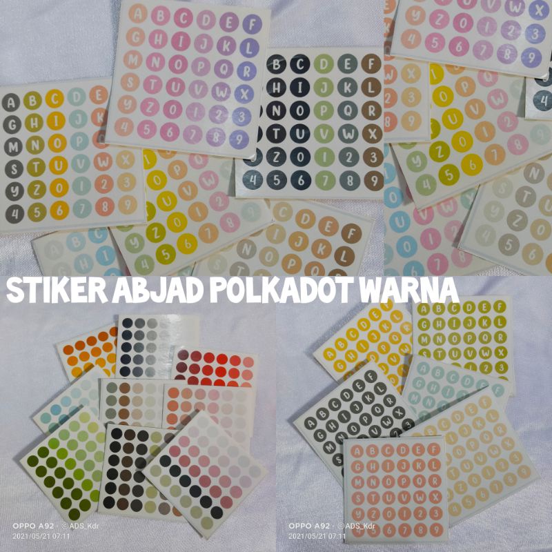 

STIKER ABJAD ANGKA POLKADOT WARNA WARNI HURUF GLOSSY WATERPROOF SCRAPBOOK CUTTING