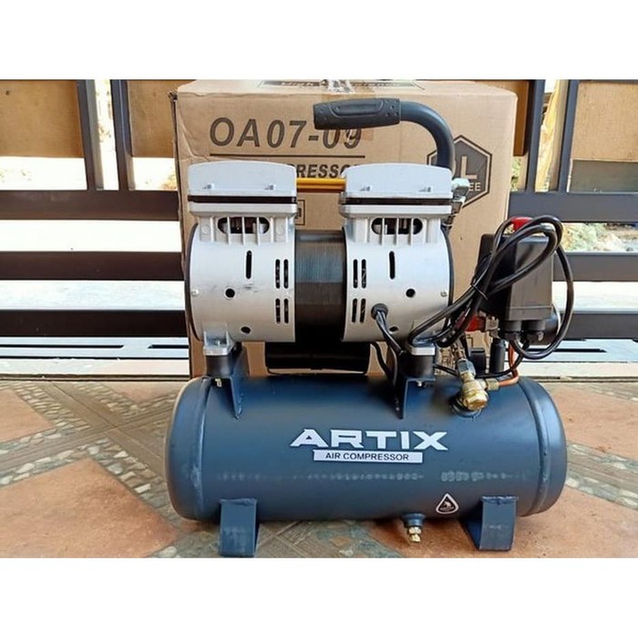 ARTIX Mesin Compressor Oiless Silent 0.75 HP 9 Lt Kompressor Listrik Angin Udara Tanpa Oli 9 Liter