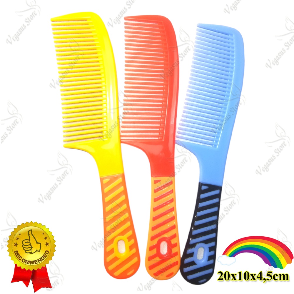 Isi 3 Lebih Murah Sisir Rambut Raibow Panjang 20cm, Sisisr Pelangi-Vegasus Store(COD)