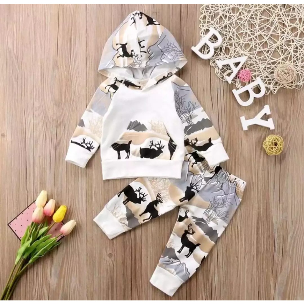 SETELAN ANAK HOODIE RUSA 1-5 TAHUN SETELAN ANAK LAKI LAKI SETELAN ANAK PEREMPUAN BAJU ANAK KEKINIAN BAJU ANAK TRENDY SWITER ANAK TERLARIS