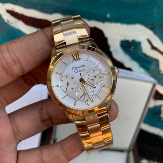 Jam Wanita Alexandre Christie AC 2815 BF Gold Stainless Steel Original