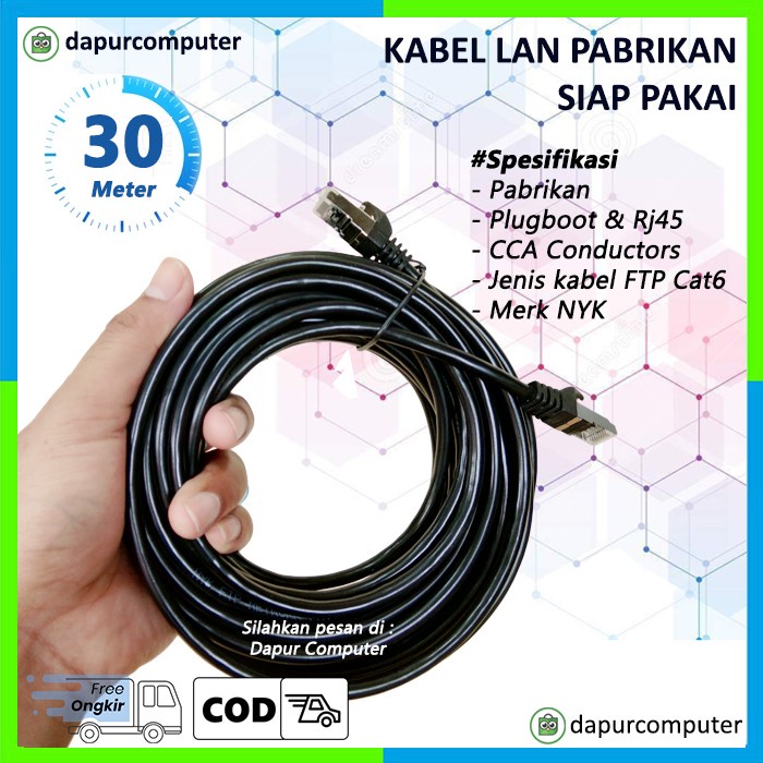Kabel Lan 30 Meter Outdoor FTP Cat6 NYK Pabrikan Wifi Internet Terbaik