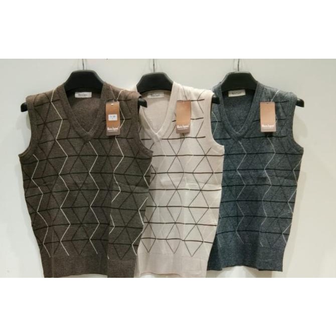 Mario Zegnoti - Sweater Rompi Rajut Bapak Krah V Pria Import (#V3)