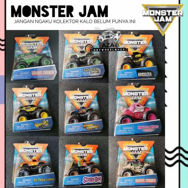 Monster Jam 64 Grave Digger Truck Full Charge Poodle Dragon Max D Scooby Doo Batman El Toro Loco