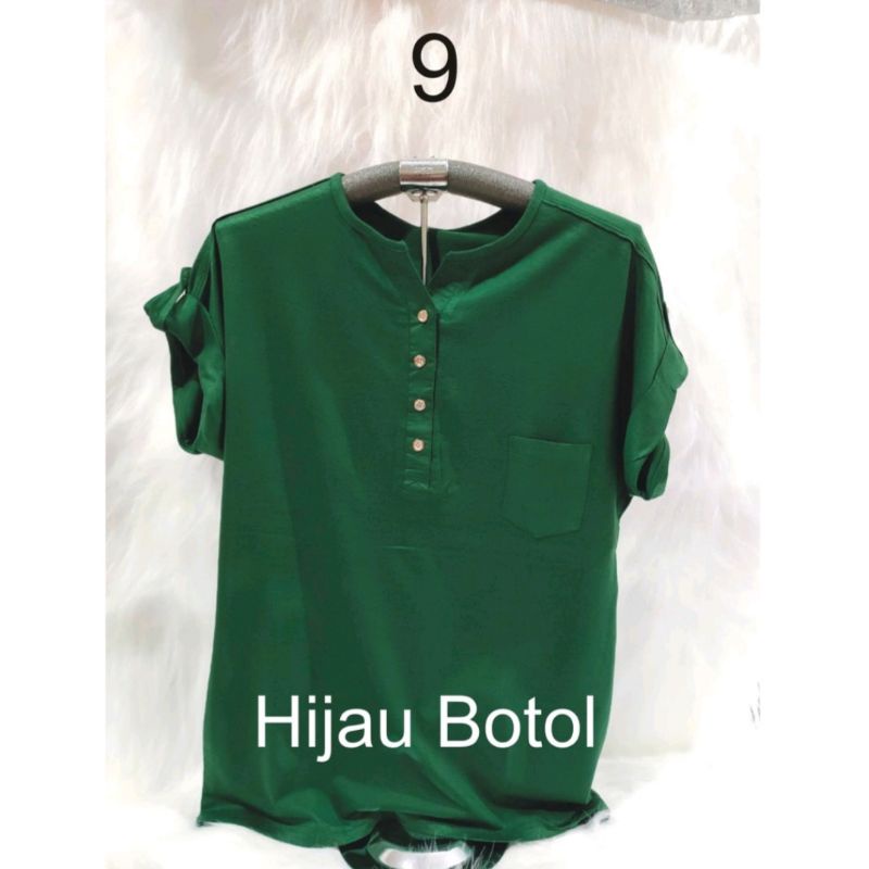 Kaos adem wanita spandex import jumbo bigsize melar kancing