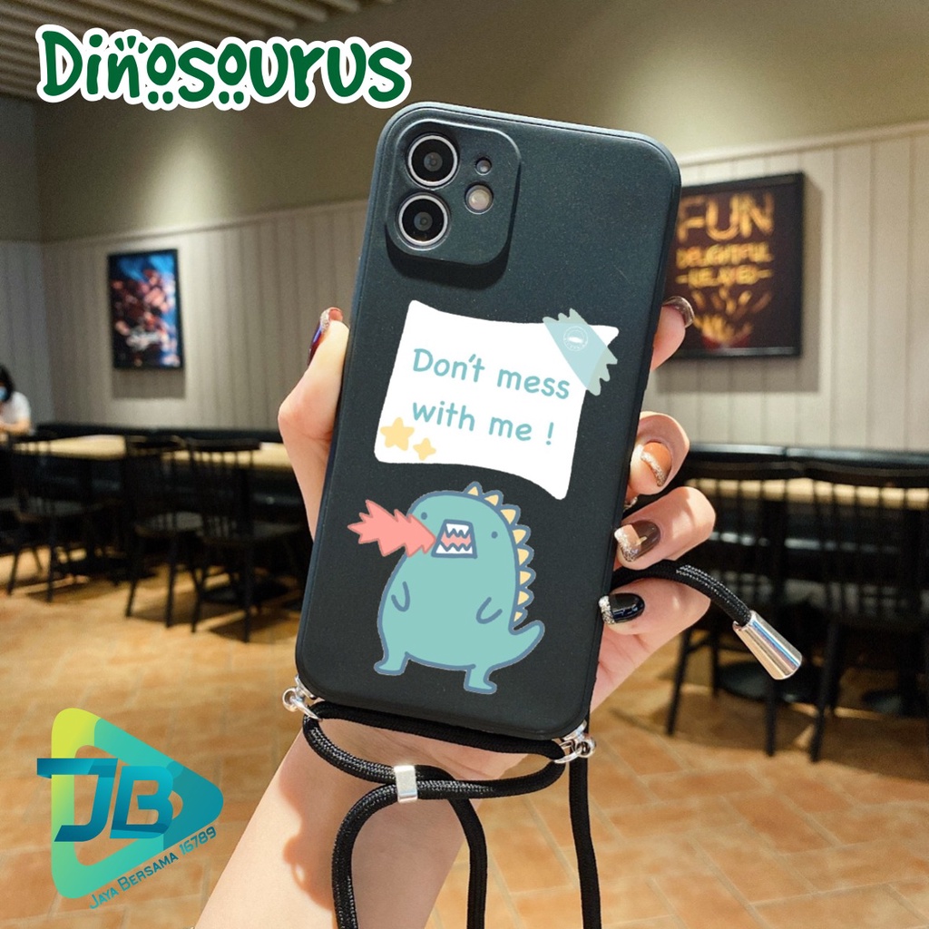 SOFTCASE SILIKON SLINGCASE TALI LANYARD STRAP PHONE MACARON PELINDUNG KAMERA DINOSOURUS OPPO VIVO SAMSUNG XIAOMI REALME IPHONE ALL TYPE JB5314