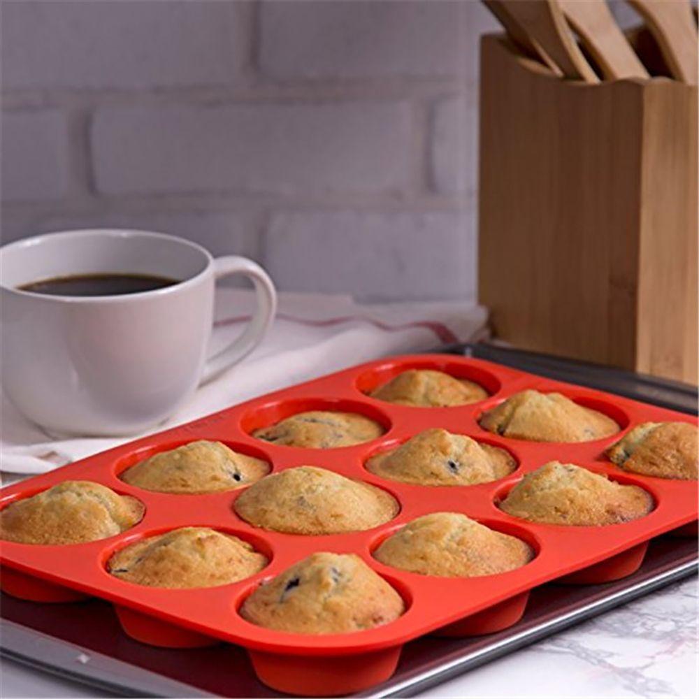 SOLIGHTER Silicone Muffin Pan 12/24 Cavity Bakeware Cupcake Baking Pan