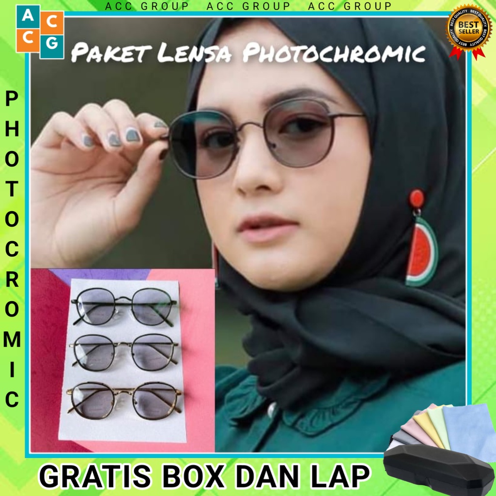 TERBARU FREE BOX DAN LAP PHOTOCROMIC BLUERAY ANTIRADIASI FRAME OPTIK TITANIUM KOREAN STYLE