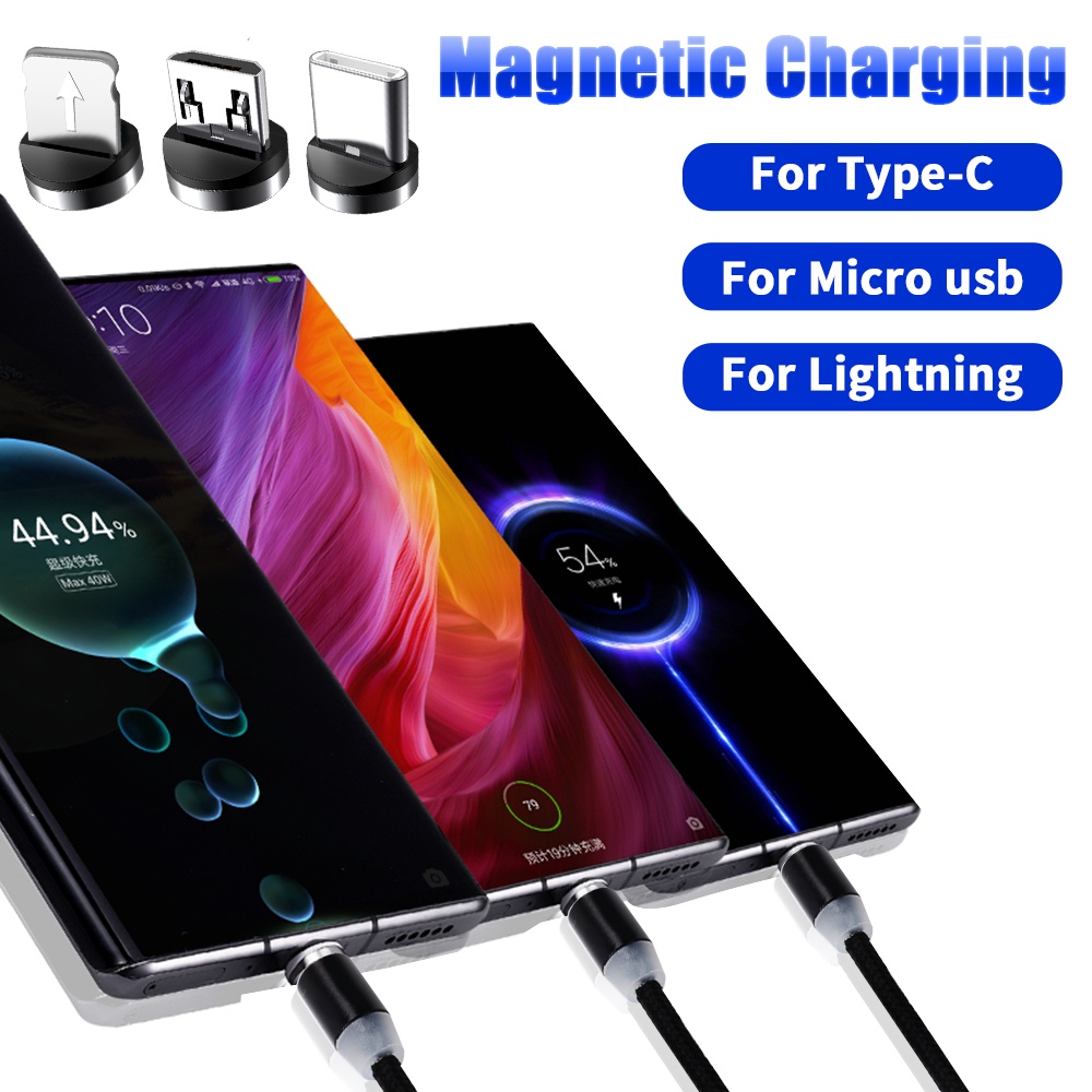 3 in 1 Kabel Data / Charger Magnetik Fast Charging Tipe-C / Micro USB 3A