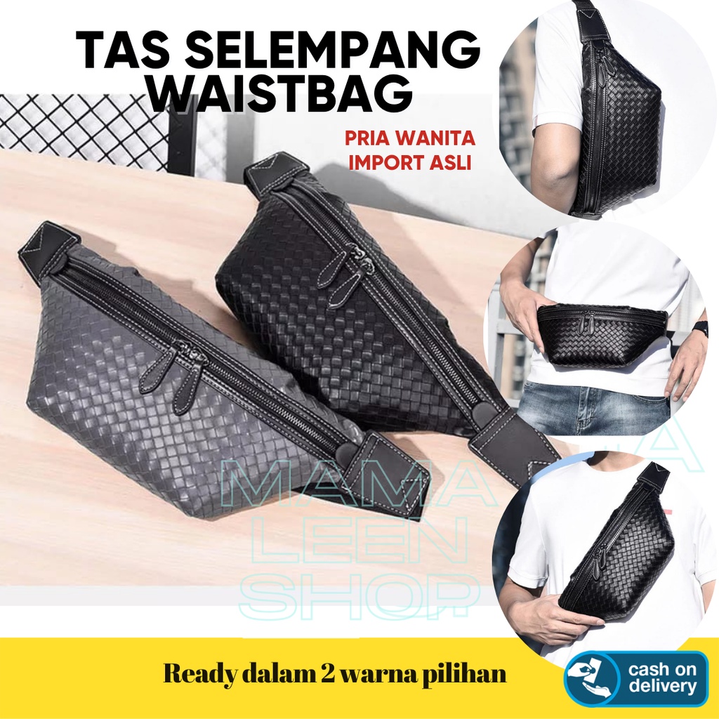Waistbag Tas Pinggang Pria Kulit Waterproof Selempang Dada Dan Bahu Import Slempang Sling Bag Mini C