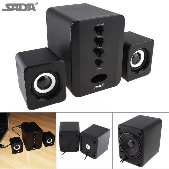 Speaker Bass Aktif Mini Subwoofer USB Stereo 2.1 Komputer Laptop Sada