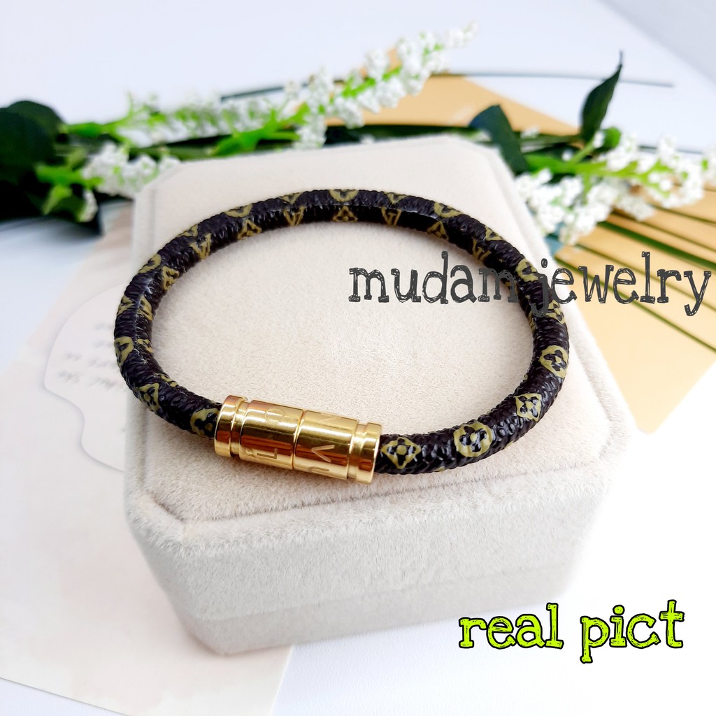 Gelang Model Kulit L* Mono dan Combinasi Magnet Tersedia Warna Gold dan Rose Gold