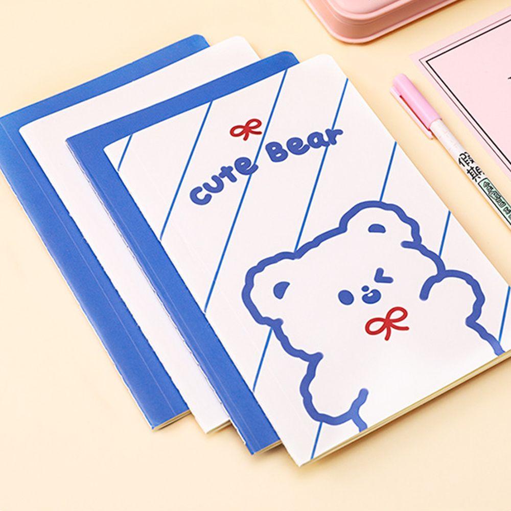 Lanfy Bear A5 Notebook Portable: 4Pcs/Set Line Paper Draft Book Kartun Agenda Organizer Tangan Buku Akun