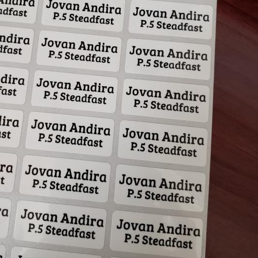 

✱ Label Nama Stiker Waterproof Sticker anti air Polos Putih S M - M ➵