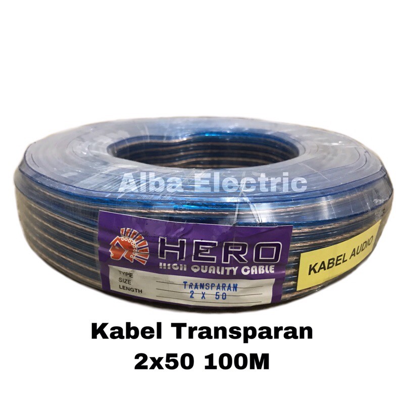 KABEL LISTRIK TRANSPARAN 2x50 100 meter KABEL SERABUT 2x50 100m