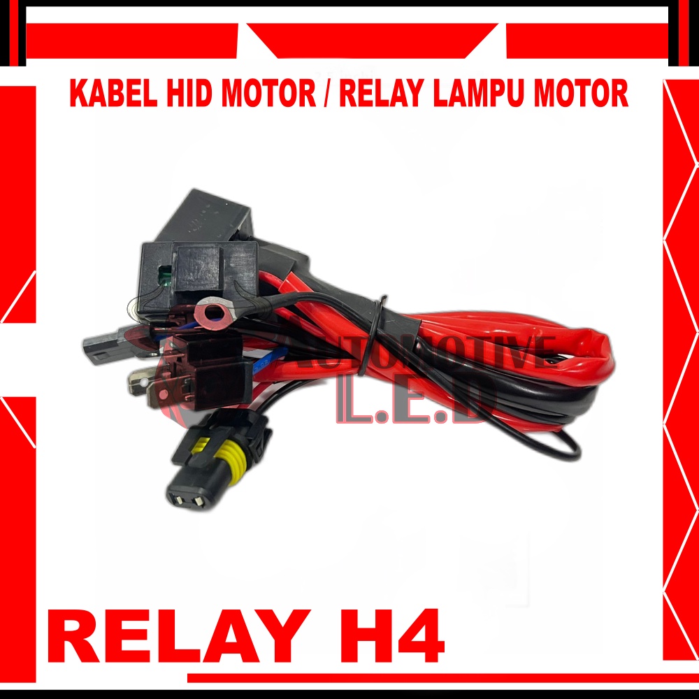 ORIGINAL KABEL RELAY BILED DAN RELAY HID MOTOR | KABEL SET HID MOTOR H4 KABEL MERAH | KABEL HID H4 H6 GARANSI 1 TAHUN