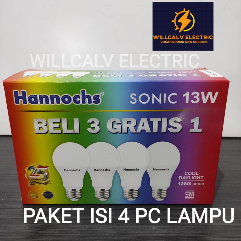 HANNOCHS SONIC PAKET 3+1 ISI 4 LAMPU 6W, 10W, 13W.