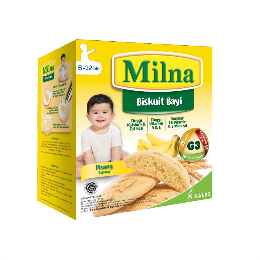 MILNA BISKUIT BAYI 6+ 130g / Biskuit Bayi Milna / Untuk 6 bulan +