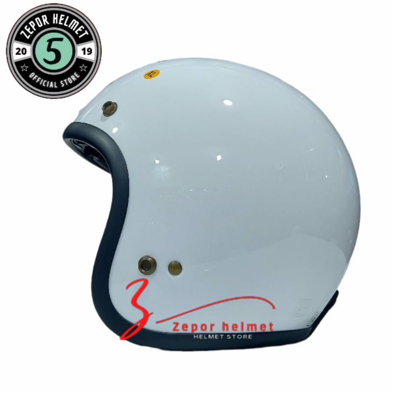 Helm ZEUS ZS-385 Solid Putih Original SNI DOT Half Face