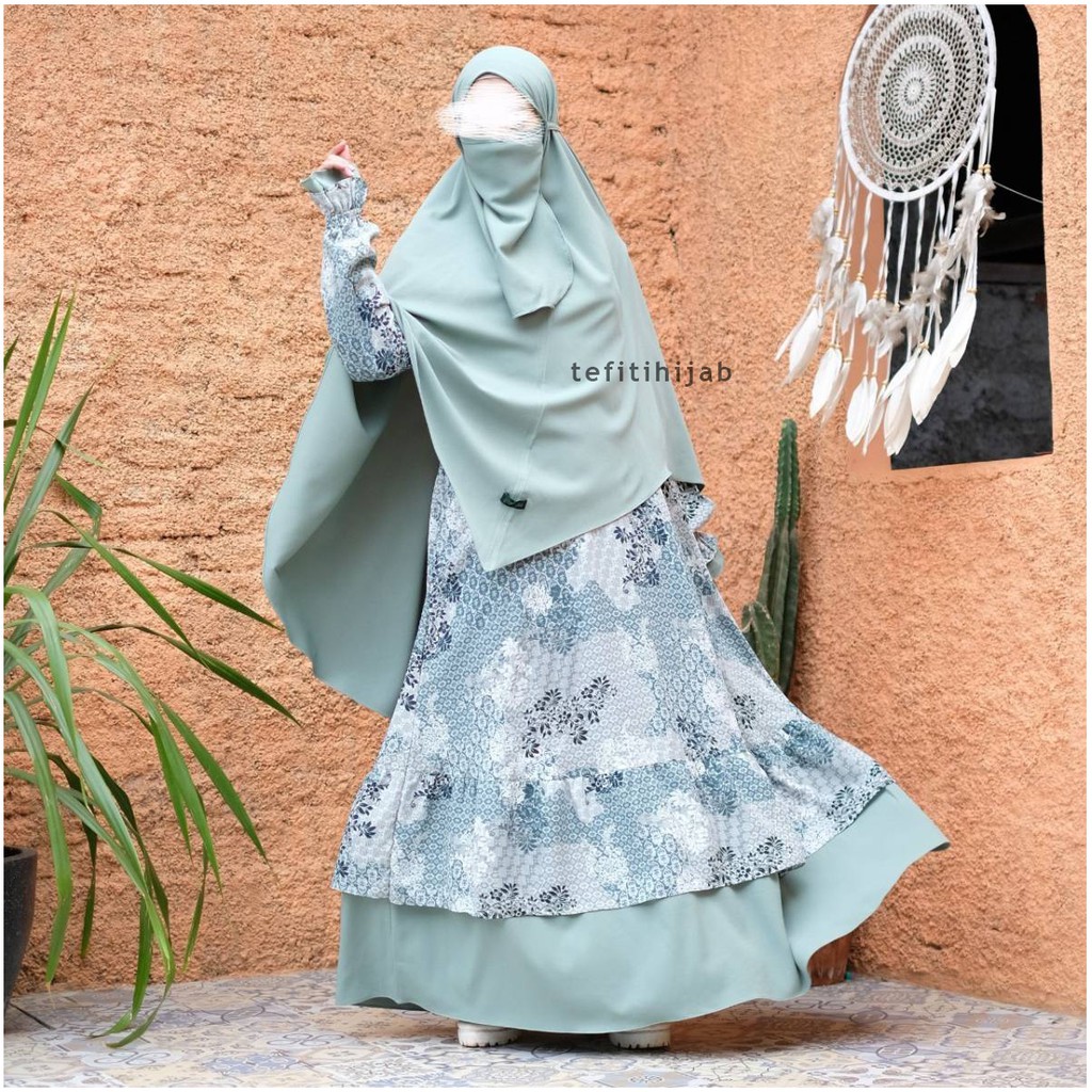 Gamis Syari Motif Batik HANIN Dress Set Free Cadar Terbaru