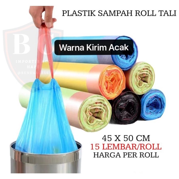 PROMO KANTONG PLASTIK SAMPAH ROLL TALI SERUT 40X50CM ISI 15LEMBAR FC PROMO