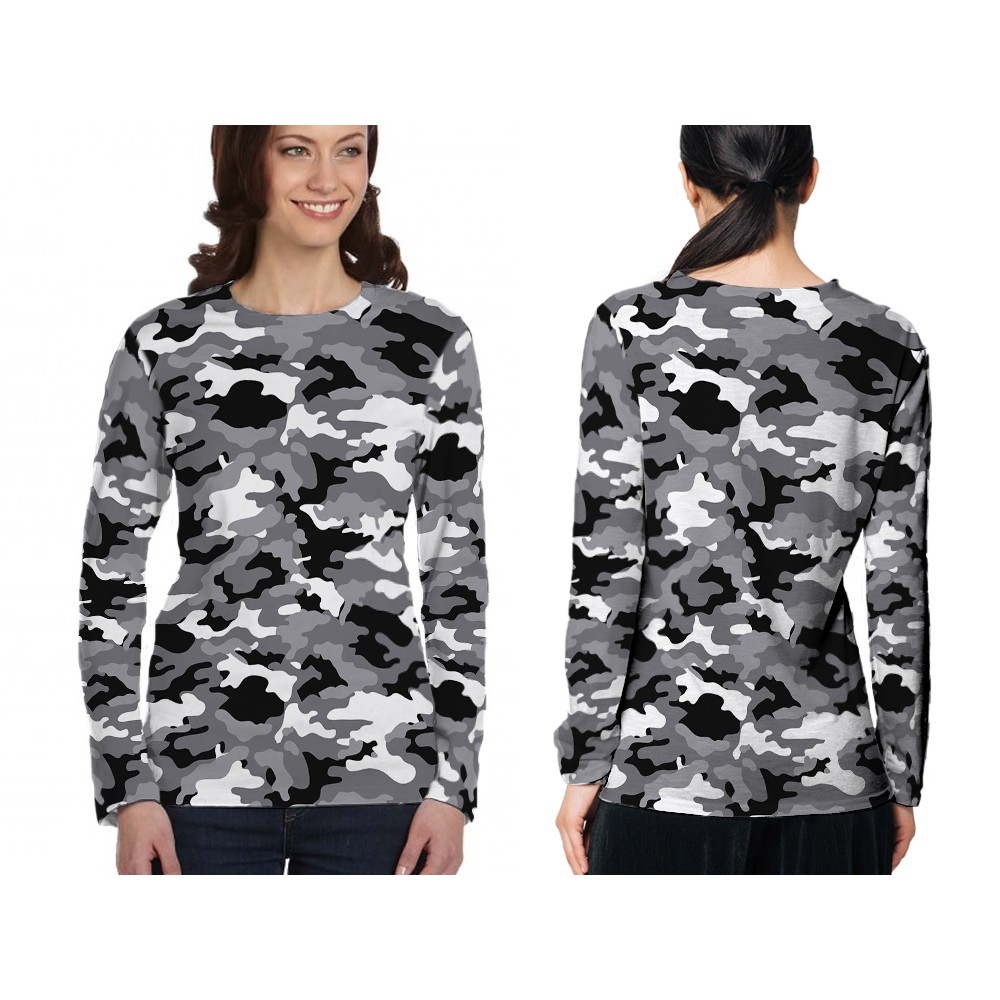 Kaos Lengan Panjang Army Loreng | Kaos Army Loreng Wanita | Kaos Loreng Army FullPrint