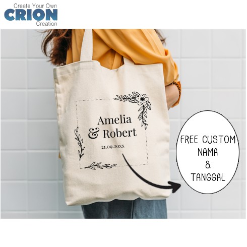 Totebag Blacu - Souvenir/Kado Pernikahan - Bisa Custom Nama - By Crion