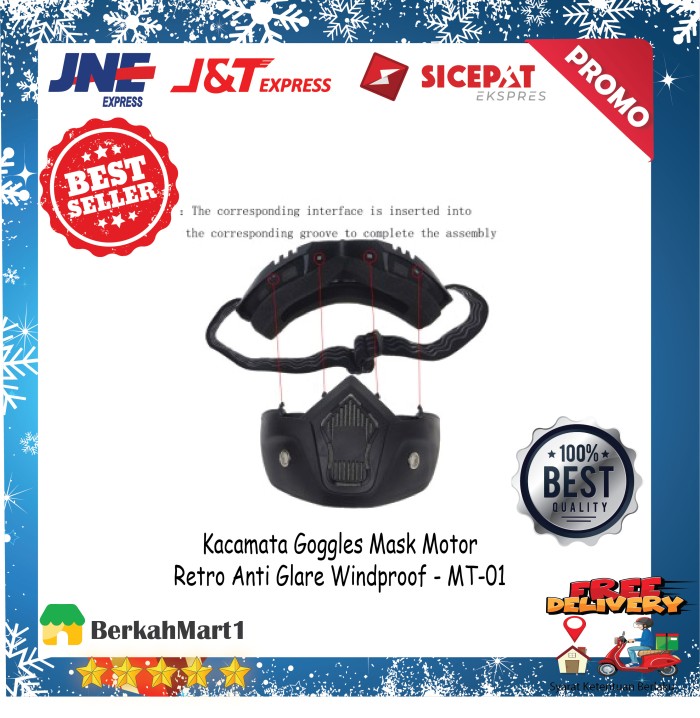 kacamata google glasses google mask kacamata cross traiil retro Bogo - - Hitam