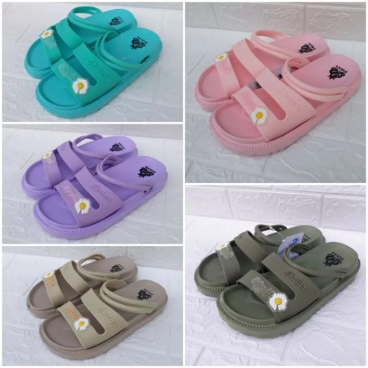 HARGA PROMO.sendal slop anak perempuan remaja motif bunga matahari size 24-40