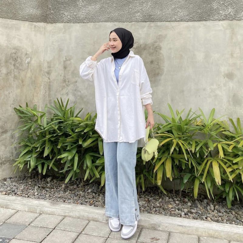 Kemeja Oversize Rayon Tebal Adem Kemeja Polos