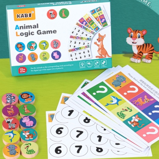 Mainan Edukasi KABI ANIMAL LOGIC GAME / Mainan Edukatif Pairing Game Tema Animal / Animal Homing Pairing Game / Mainan Mencocokkan Gambar / Mainan Belajar Urutan Gambar / Wooden Toys Memory Game