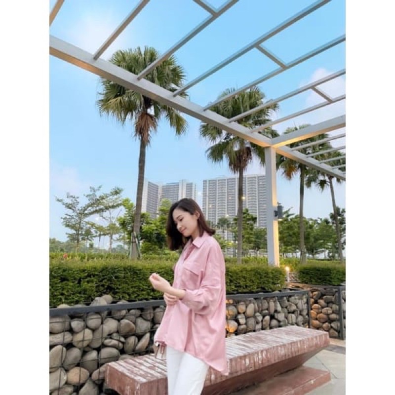 (MSB) KEMEJA ATASAN BLOUSE REMANIA POCKY DAILY SHIRT OVERSIZE JUMBO