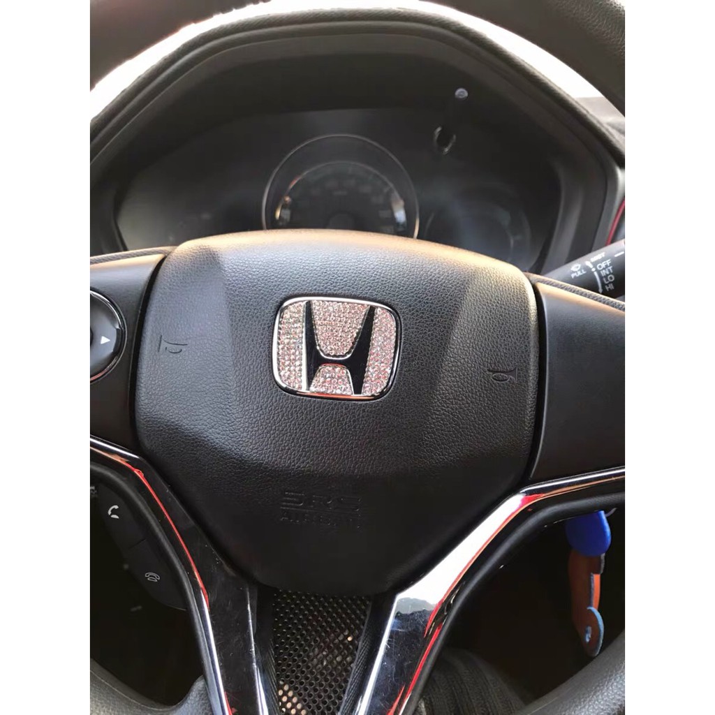 Roda kemudi mobil logo stiker dekorasi berlian Aksesoris Mobil for Honda Accord City Civic CR-V HR-V Jazz Odyssey Stream CR-Z