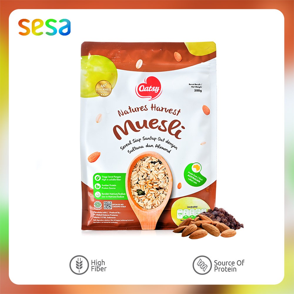 

OATSY Muesli Natures Harvest 500gr - Rendah Natrium Sodium