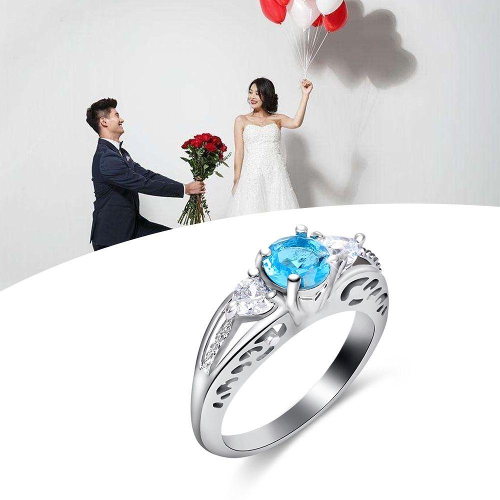 Cincin Nanas Aquamarine Gaya Antik Tunangan Wanita Sterling Silver