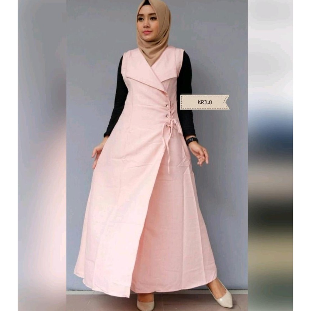 B6 SFS KRILO KATUN CARDIGAN LONG CARDI OUTER VEST LENGAN PANJANG SIMPLE POLOS ELEGAN PESTA KERJA