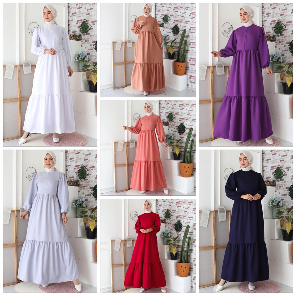 (Pasti RealPic) Gamis Malika Busui Maxi Dress Lengan Balon Fashion Muslim
