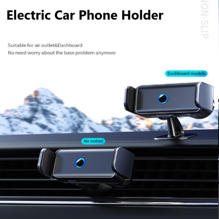 Electric Car Phone Holder Dual Mode (Dashboard + AC) Gantungan HP Handphone Mount 360 Mobil