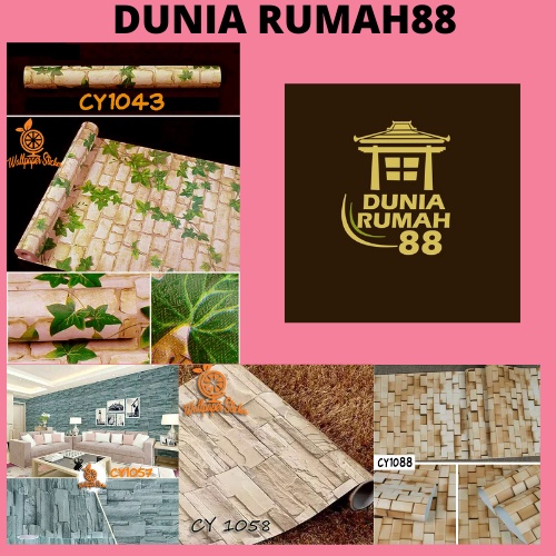 Wallpaper Dinding CY Ukuran 45cm x 9m Motif Batu Bata 3d