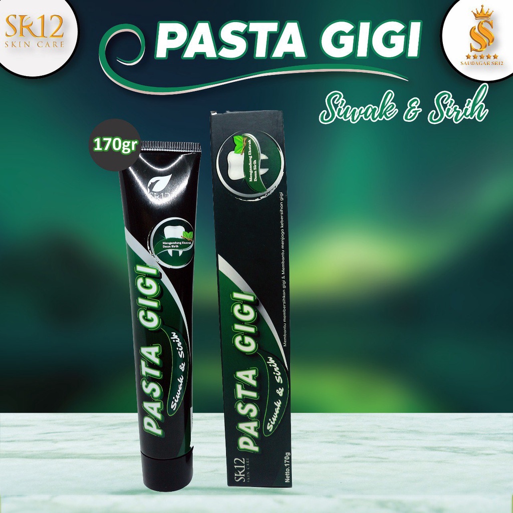 Pasta gigi siwak Sr12 Mencegah gigi berlubang Merawat gigi Membersihkan gigi Mengatasi bau mulut 170gr Bpom Saudagarsr12