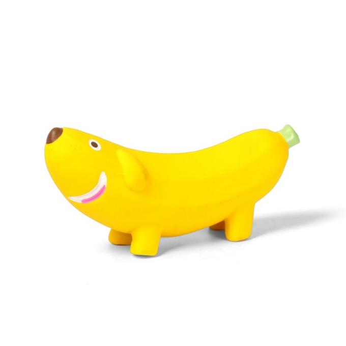 Q-MONSTER Pet Dog Squeaky Rubber Toy Mainan Anjing FRUIT BANANA DOG