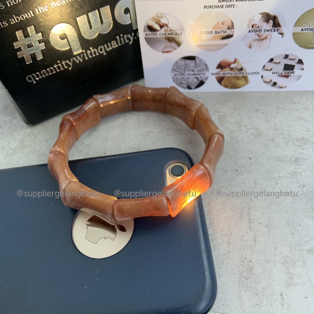 Gelang Batu KORAL COKLAT TULANG limited BROWN CORAL akik serat elastis