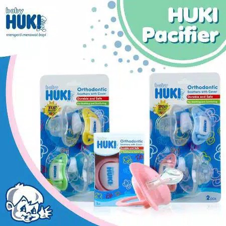 HUKI baby Orthodontic soothers with cover | Empeng Bayi Huki | Empeng Gepeng Huki